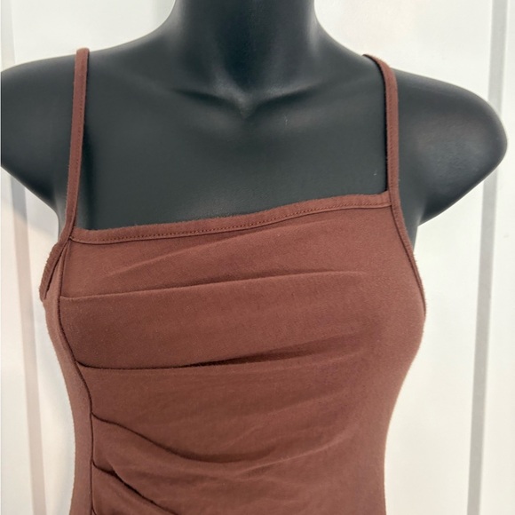 Cider Fitted Aysmetrical Brown Midi Dress Size XS‎ - Picture 2 of 8